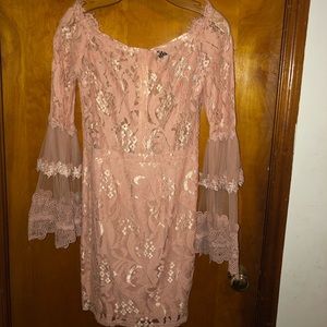 Akira Peach Off The Shoulder Boho Chic Dress